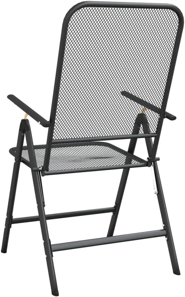 Folding Patio Chairs 2 pcs, Patio Outdoor Camping Chair Outdoor Seating Furniture for Backyard Patio Balcony Poolside Expanded Metal Mesh Anthracite