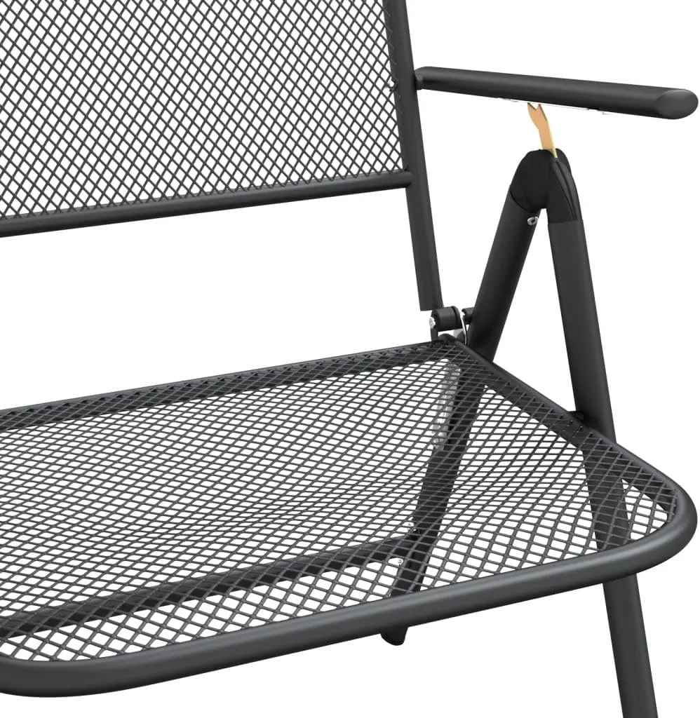 Folding Patio Chairs 2 pcs, Patio Outdoor Camping Chair Outdoor Seating Furniture for Backyard Patio Balcony Poolside Expanded Metal Mesh Anthracite