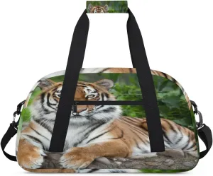 Forest Tiger Gym Duffel Bag for Men Women Animal Tiger Sports Tote Bag with Adjustable Shoulder Strap for Dance Gymnastics Traveling Outdoor Camping Overnight Stay