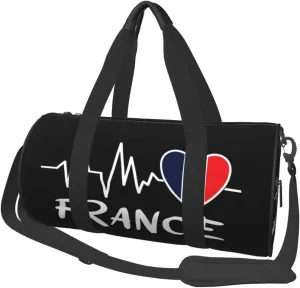 France Heartbeat Duffel Bag Gym Bag Travel Sports Tote Large Foldable Beach Swim Yoga4