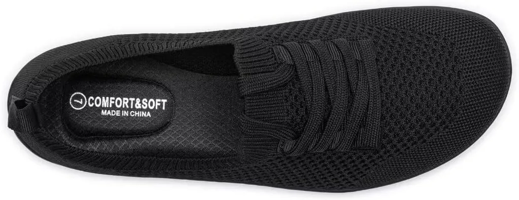 Frank Mully Womens Walking Shoes Wide Toe Box Barefoot Shoes Knitted Fashion Sneaker with Arch Support