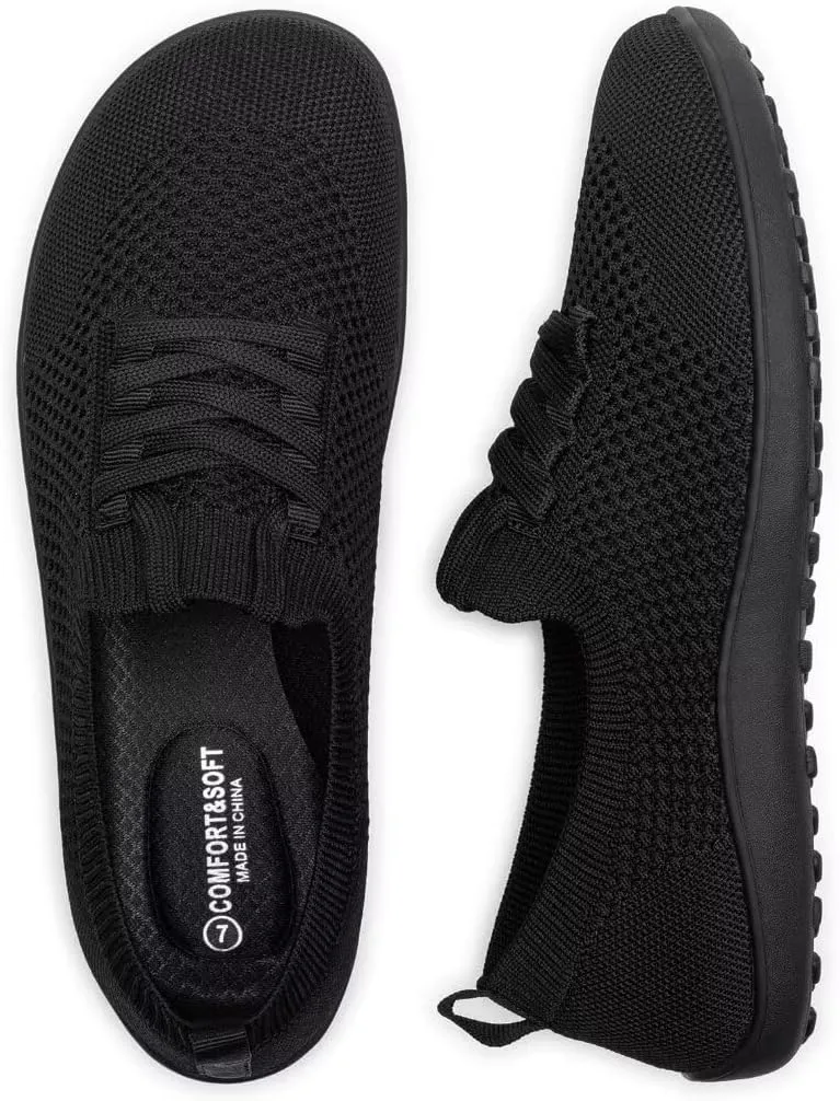 Frank Mully Womens Walking Shoes Wide Toe Box Barefoot Shoes Knitted Fashion Sneaker with Arch Support