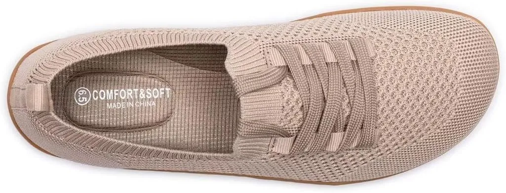 Frank Mully Womens Walking Shoes Wide Toe Box Barefoot Shoes Knitted Fashion Sneaker with Arch Support