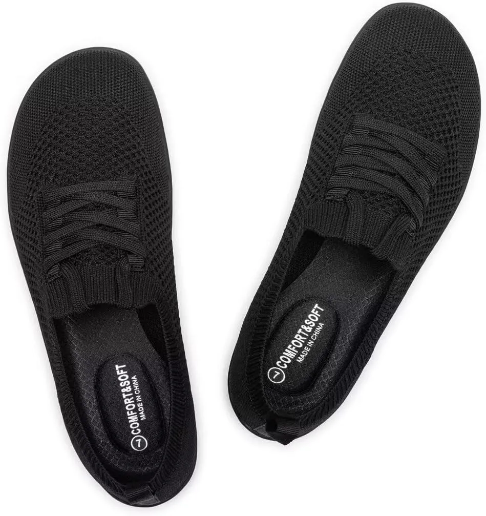 Frank Mully Womens Walking Shoes Wide Toe Box Barefoot Shoes Knitted Fashion Sneaker with Arch Support