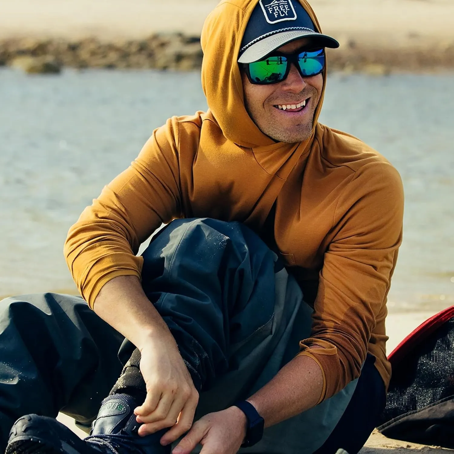Free Fly Men's Lightweight Hoodie - UPF 20  Sun Protection Moisture Wicking, Breathable Bamboo Viscose Outdoor Shirt for Men