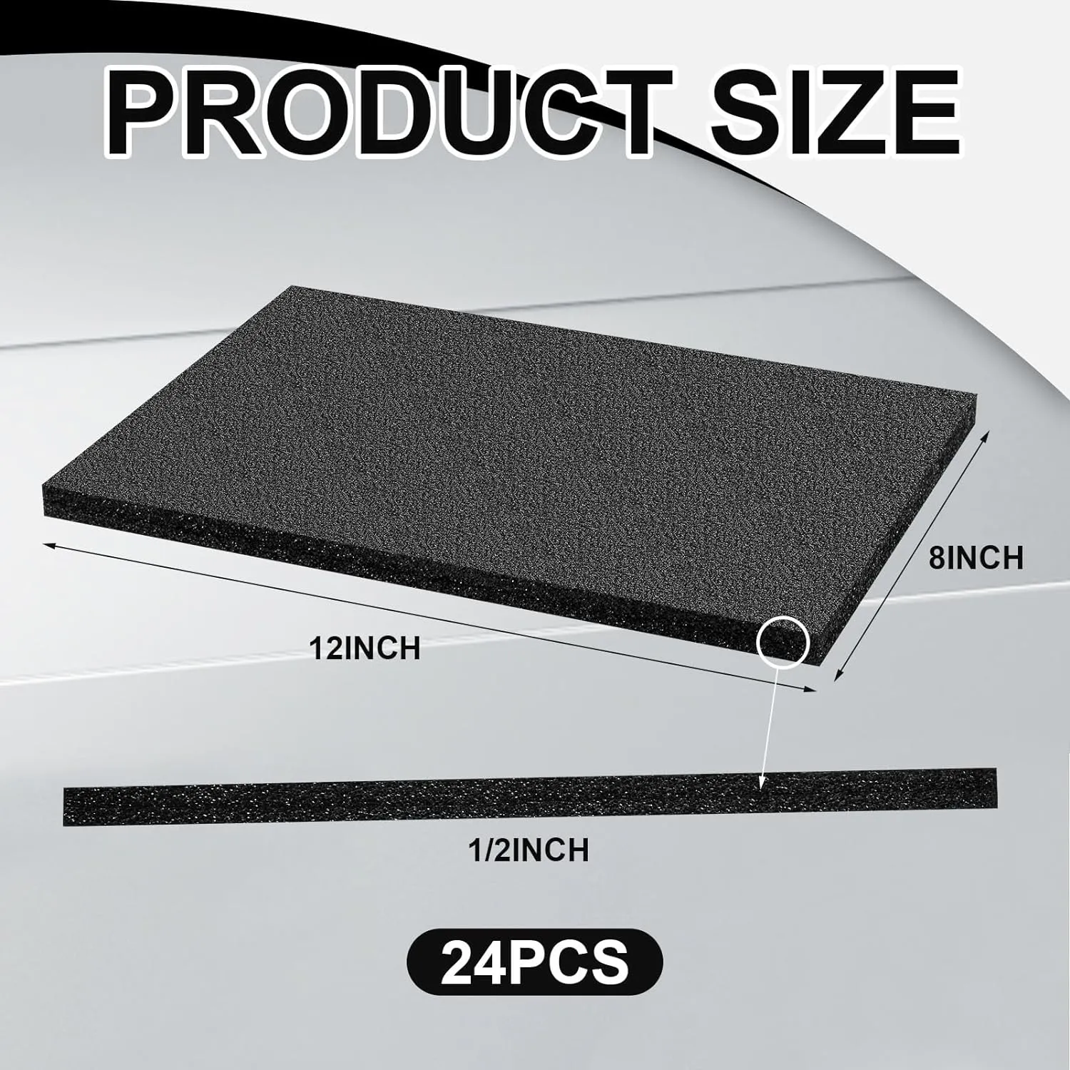 Frienda 24 Pcs 12" x 8" x 0.5" Polyethylene Foam Sheet Thick Firm Black Foam Padding PE Packing Pieces Inserts for Cases Craft Shipping Moving