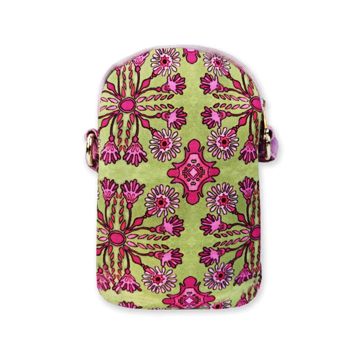 Front Pocket Mobile Sling- Pink-Green Tile