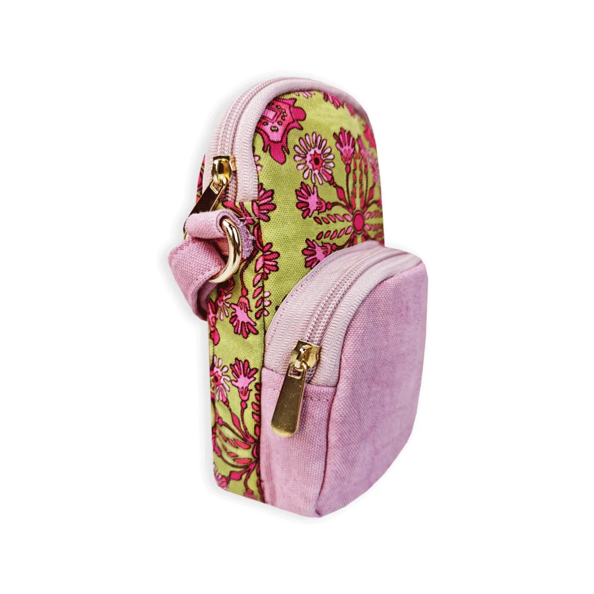 Front Pocket Mobile Sling- Pink-Green Tile