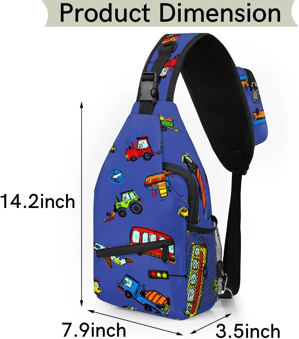 Funny Cars Sling Bag for Women Men Crossbody Sling Backpack Shoulder Bag Chest Bag Daypack for Travel Hiking Outdoor