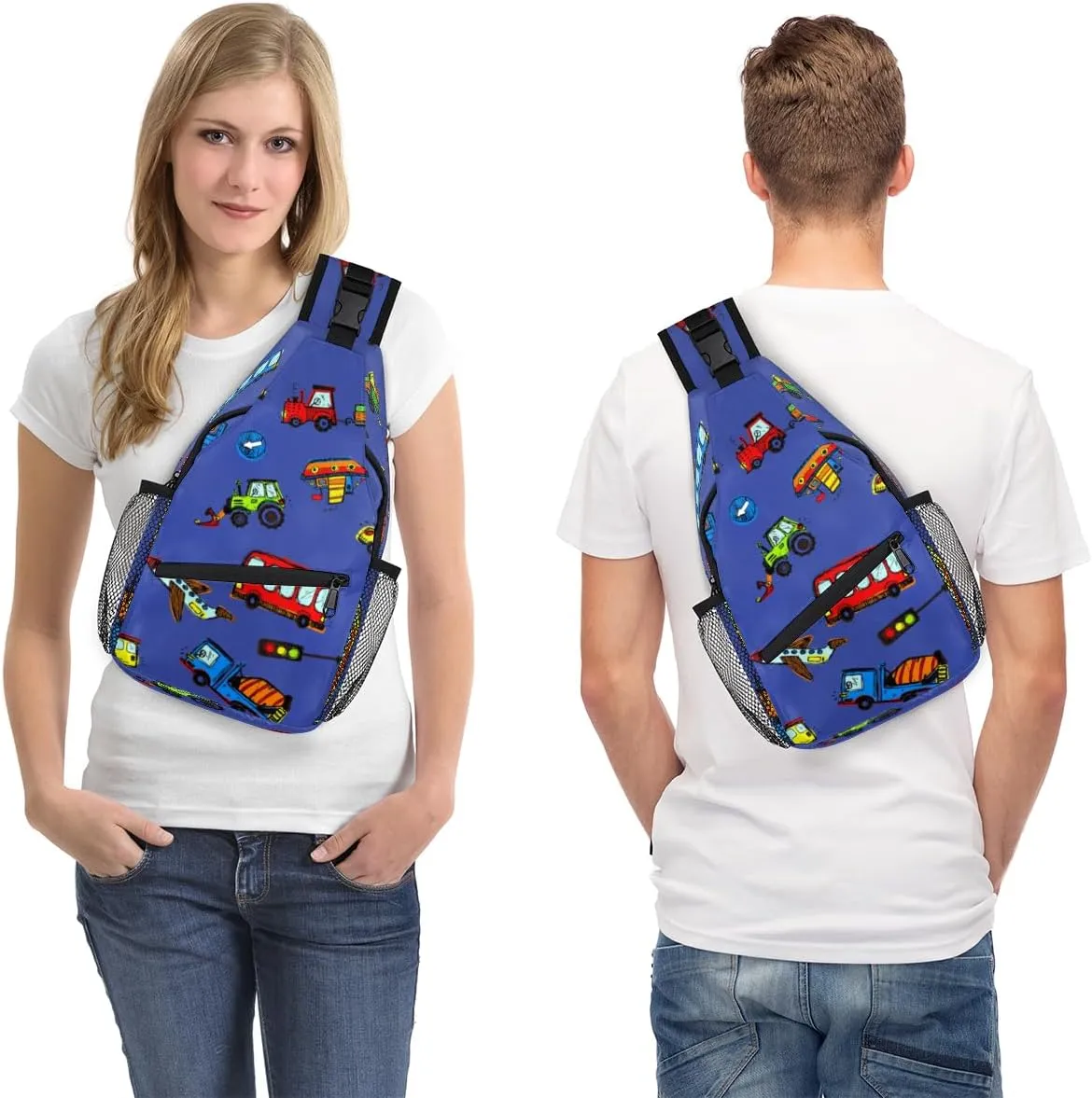 Funny Cars Sling Bag for Women Men Crossbody Sling Backpack Shoulder Bag Chest Bag Daypack for Travel Hiking Outdoor
