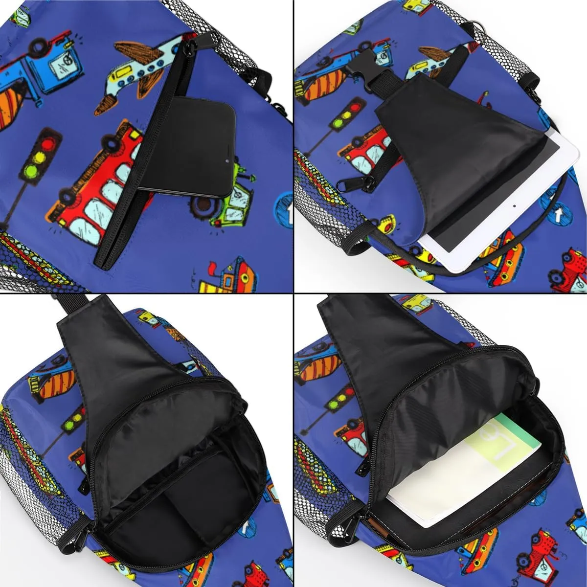 Funny Cars Sling Bag for Women Men Crossbody Sling Backpack Shoulder Bag Chest Bag Daypack for Travel Hiking Outdoor