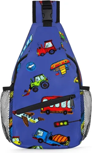 Funny Cars Sling Bag for Women Men Crossbody Sling Backpack Shoulder Bag Chest Bag Daypack for Travel Hiking Outdoor