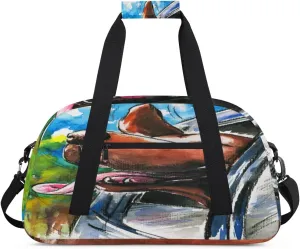 Funny Dog Gym Duffel Bag for Men Women Watercolor Painting Sports Tote Bag with Adjustable Shoulder Strap for Dance Gymnastics Traveling Outdoor Camping Overnight Stay