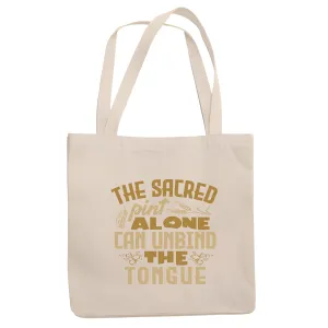 Funny Gift for Beer and Wine Lover Sacred Pint Unbinds Tongue Natural White Multicolor Canvas Tote Bag