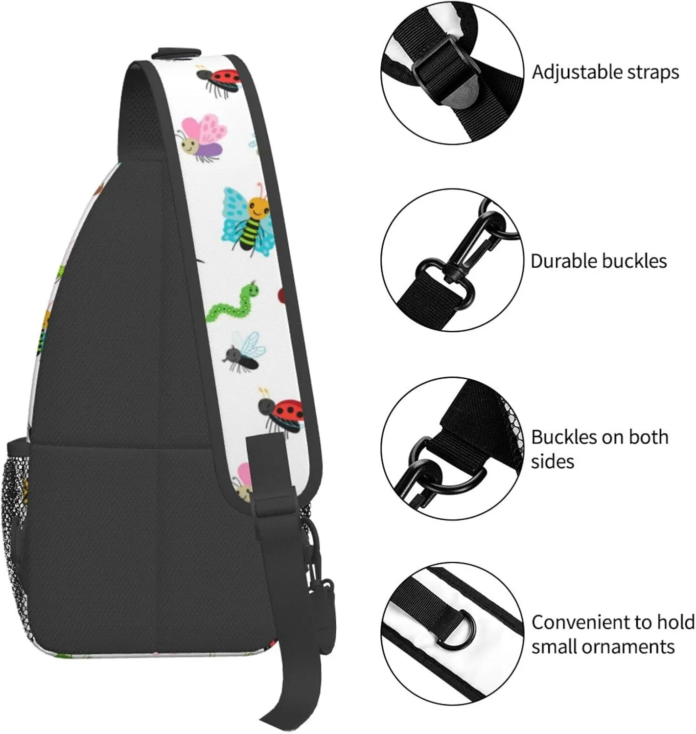 Funny Insects Crossbody Bag Insects Shoulder Bag Backpack Cute Sling Bag Chest Casual Daypack for Outdoor