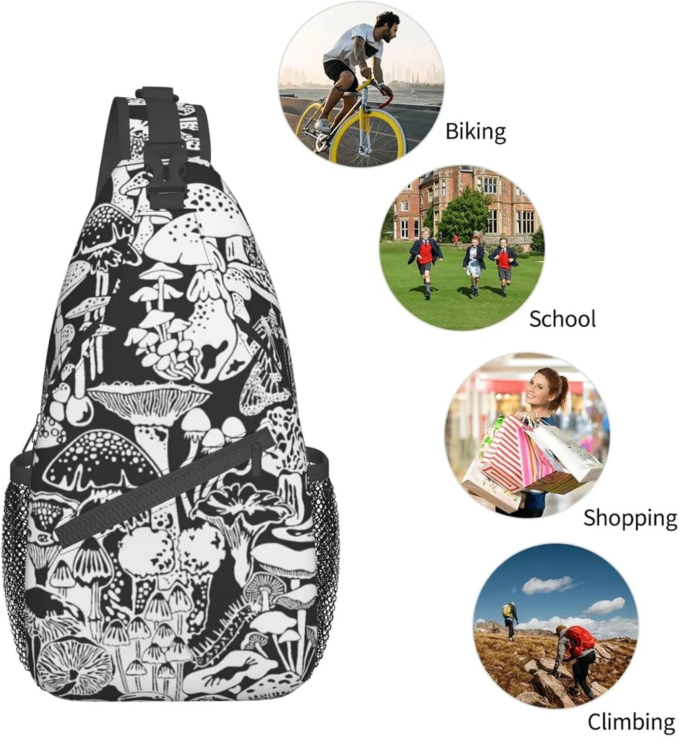 Funny Mushroom Crossbody Bag Mushroom Shoulder Bag Backpack Plant Sling Bag Chest Casual Daypack for Outdoor