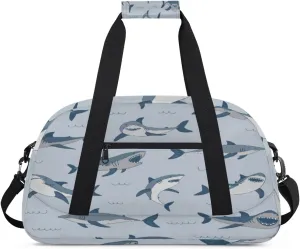 Funny Shark Gym Duffel Bag for Men Women Sea Animal Sports Tote Bag with Adjustable Shoulder Strap for Dance Gymnastics Traveling Outdoor Camping Overnight Stay