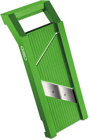 G S D Haushaltsgeräte 30021 Universal Vegetable Slicer with 3 Inserts Made of Plastic in Green for Cutting into Various Disc Thicknesses Stainless Steel Knife Dimensions: 11 cm x 30 cm x 6 cm