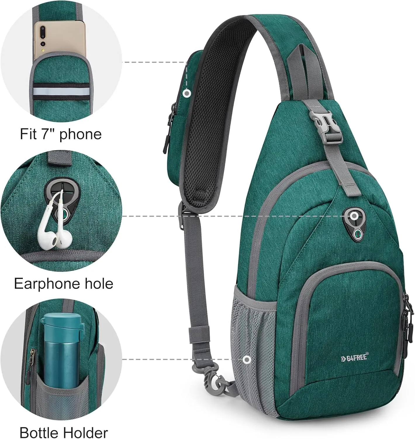 G4Free RFID Sling Bag Crossbody Backpack Small Chest Shoulder Bag Hiking Outdoor