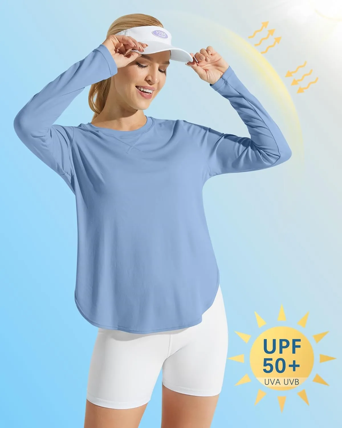 G4Free Women's UPF 50  UV Shirts Long Sleeve Workout Sun Shirt Outdoor Gym Hiking Tops Quick Dry Lightweight
