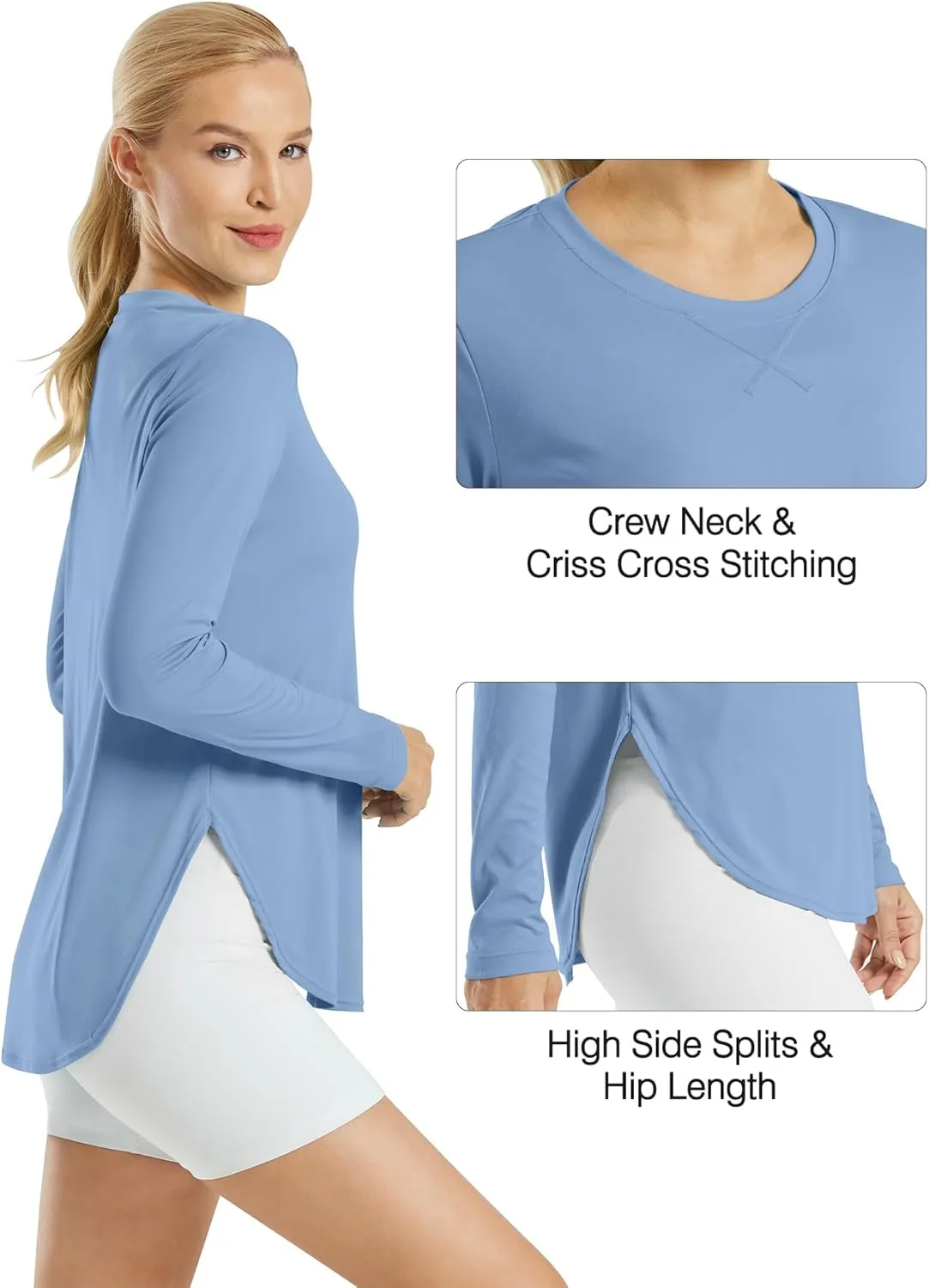 G4Free Women's UPF 50  UV Shirts Long Sleeve Workout Sun Shirt Outdoor Gym Hiking Tops Quick Dry Lightweight