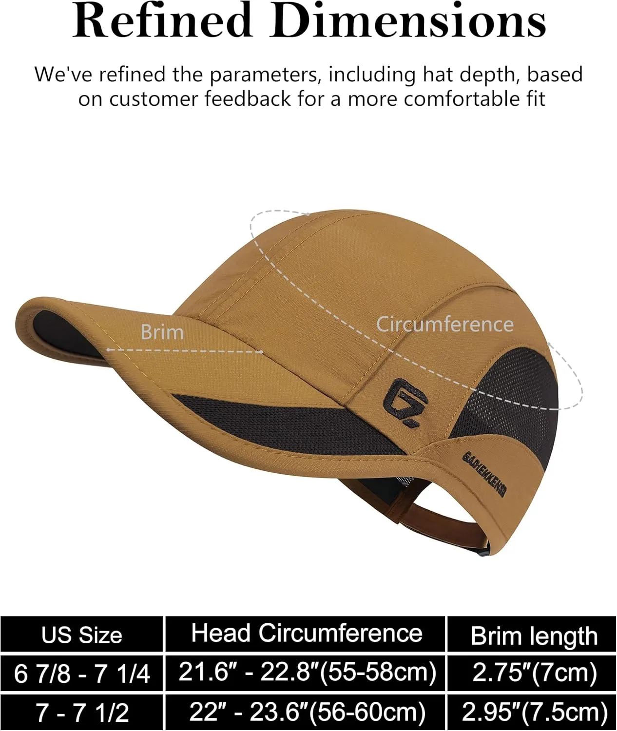 GADIEMKENSD Outdoor Running Hat Breathable Mesh