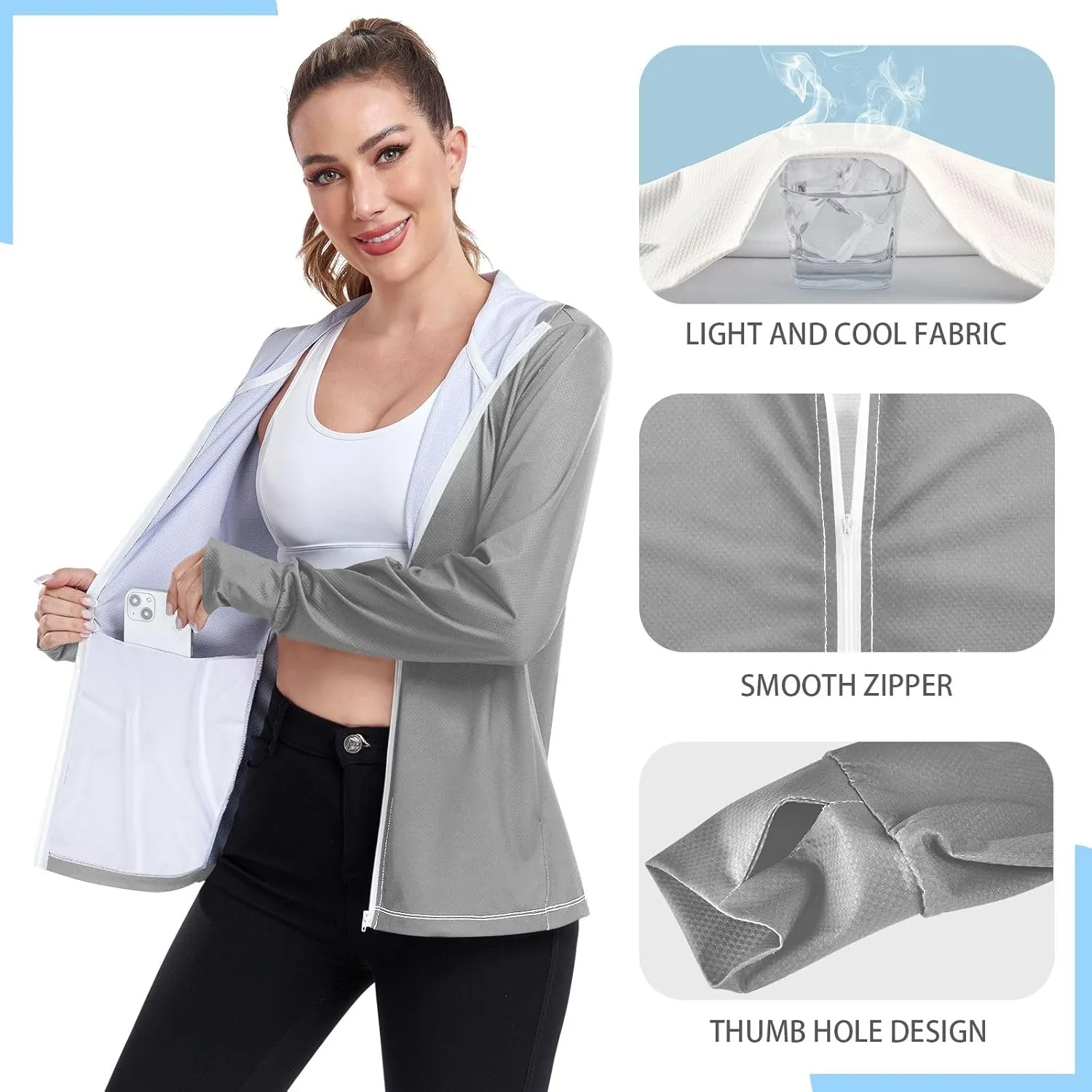 GAIGEO Girly Purple and Blue Ombre Women Jacket UPF 50  Lightweight Uv Protection Clothing Women, Breathable Fabric, S