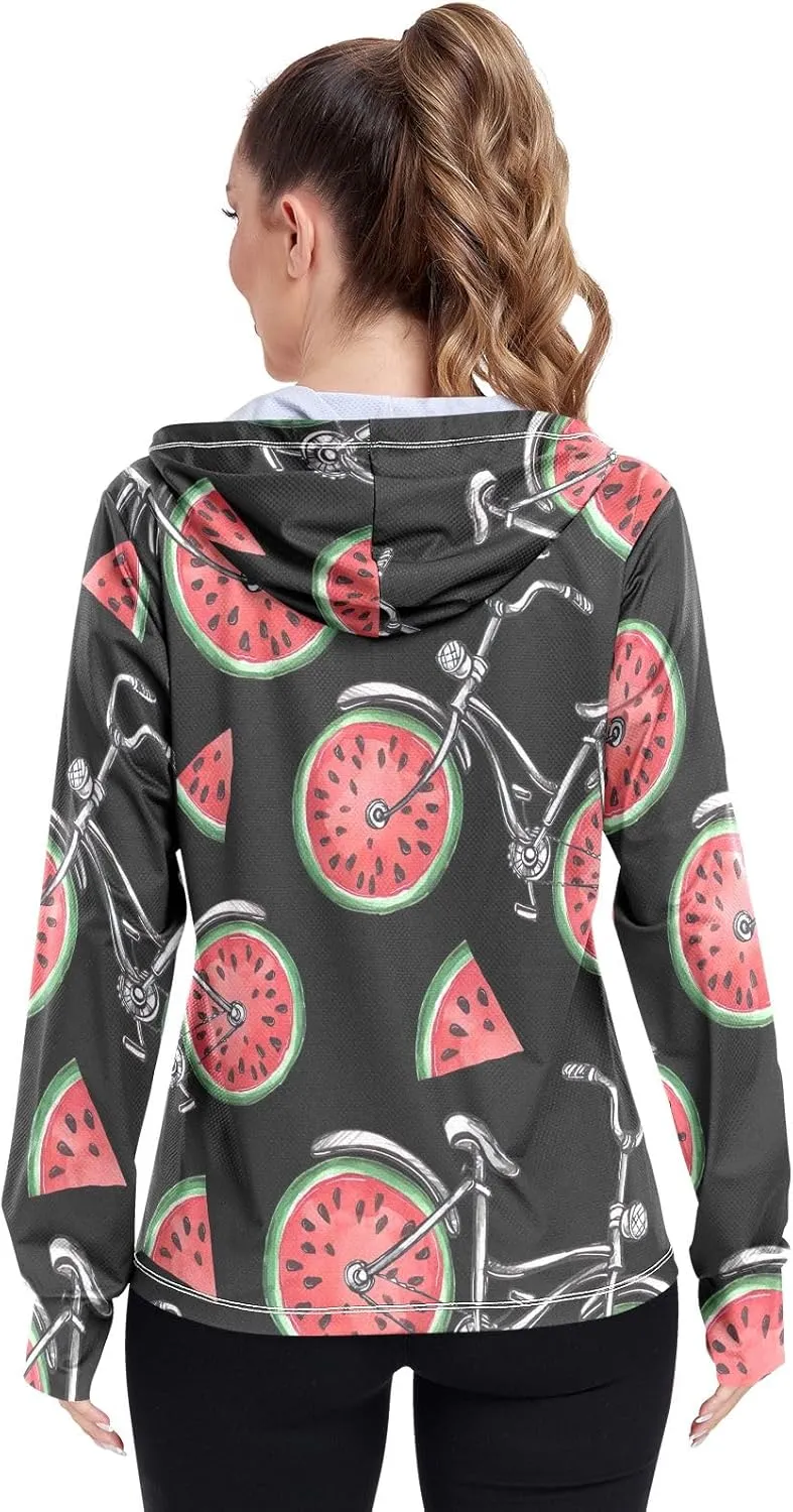 GAIGEO Green Corals Women Jacket Breathable Womens Sun Protection Clothing UPF 50 , with Zip Pockets, S