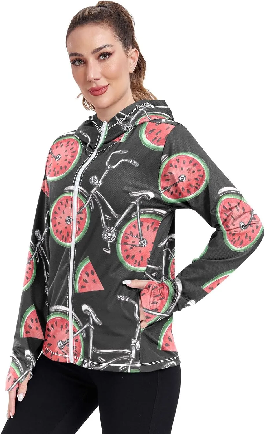 GAIGEO Green Corals Women Jacket Breathable Womens Sun Protection Clothing UPF 50 , with Zip Pockets, S