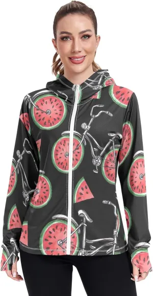 GAIGEO Green Corals Women Jacket Breathable Womens Sun Protection Clothing UPF 50 , with Zip Pockets, S