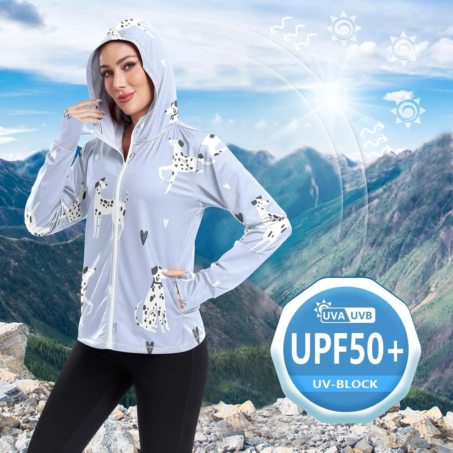GAIGEO Green Corals Women Jacket Breathable Womens Sun Protection Clothing UPF 50 , with Zip Pockets, S