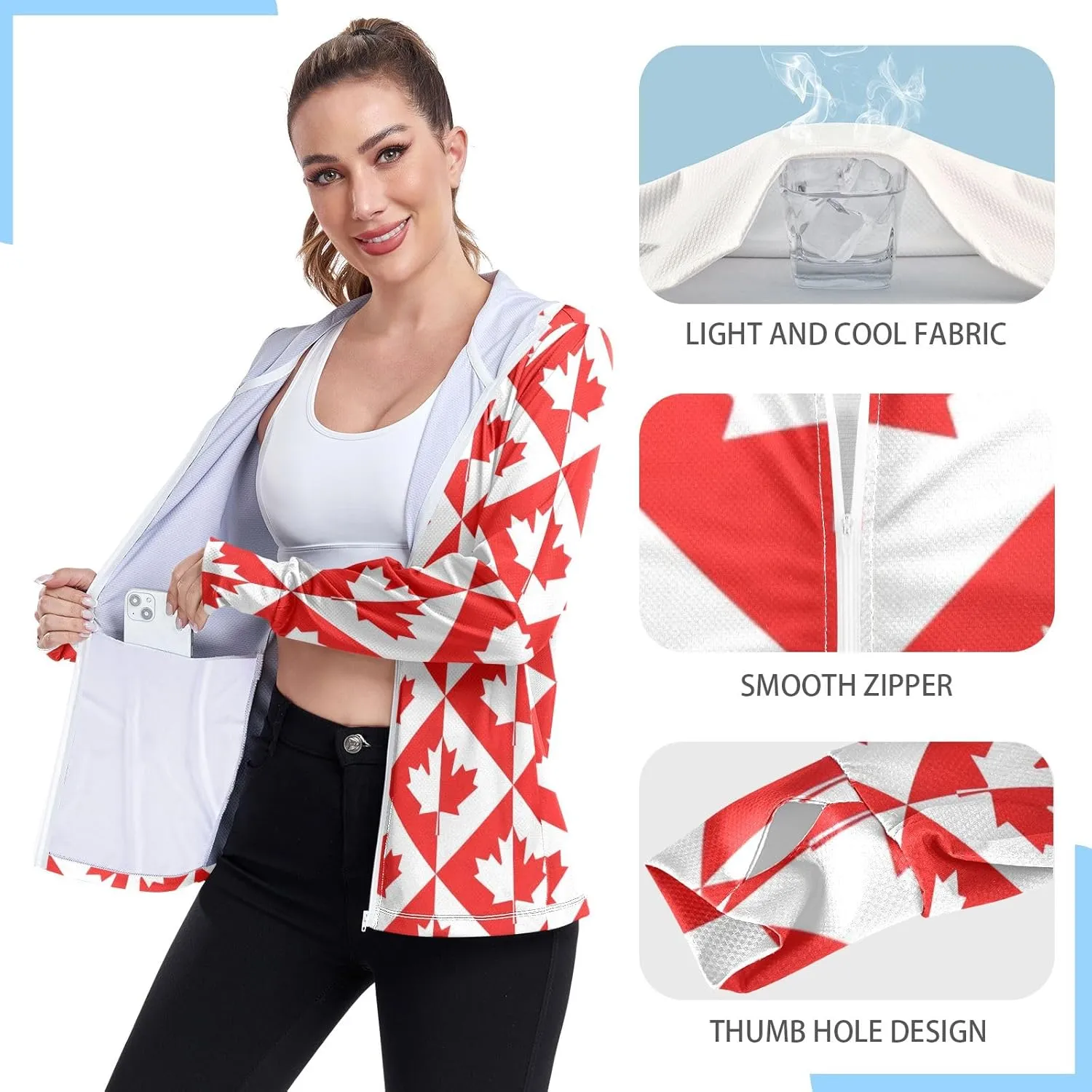 GAIGEO Purple Red Yellow Glitter Women Jacket Breathable Sunscreen Clothing for Women UPF 50 , with Zip Pockets, S