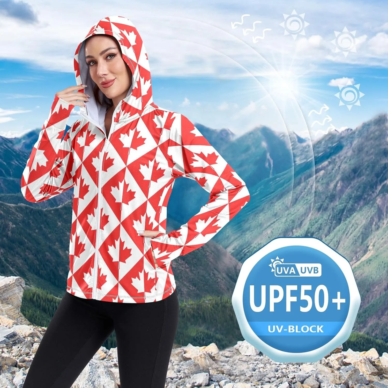 GAIGEO Purple Red Yellow Glitter Women Jacket Breathable Sunscreen Clothing for Women UPF 50 , with Zip Pockets, S