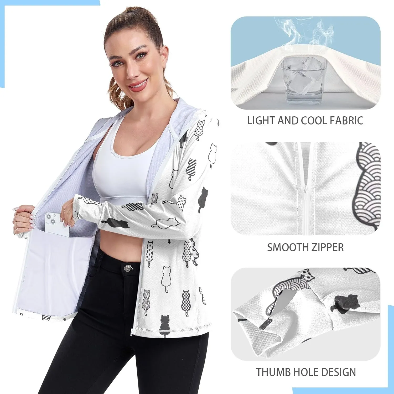 GAIGEO Starfish Blue Green Women Jacket UPF 50  Lightweight Upf Clothing Women, Breathable Fabric, S