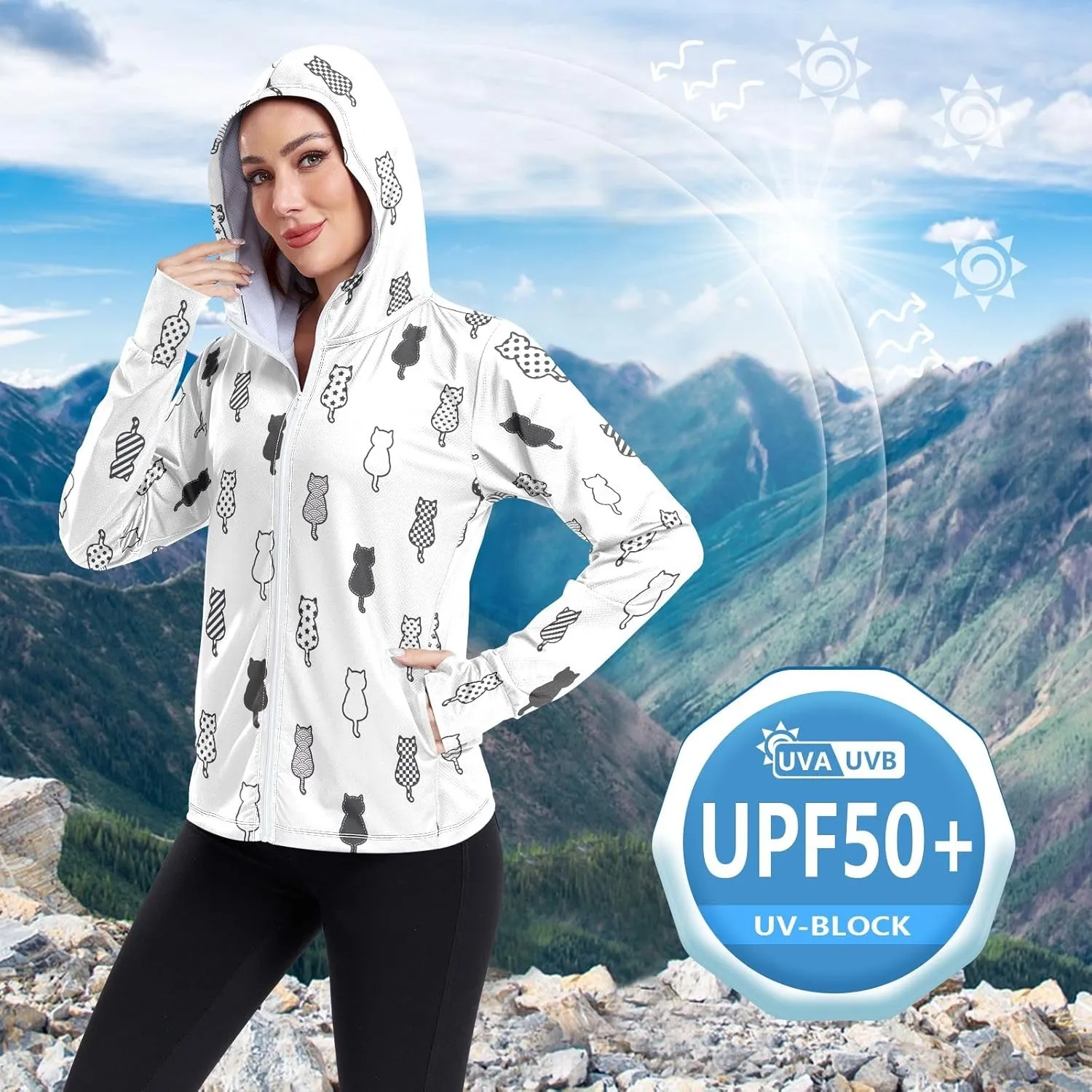 GAIGEO Starfish Blue Green Women Jacket UPF 50  Lightweight Upf Clothing Women, Breathable Fabric, S
