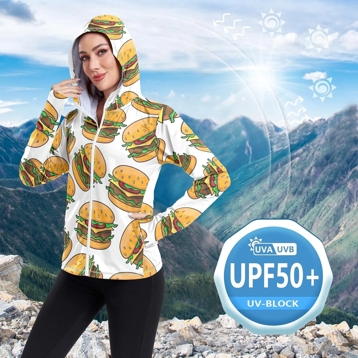 GAIGEO Tropical Leaves Green Women Jacket Breathable Cool UPF 50  Summer Jackets for Women, XXL