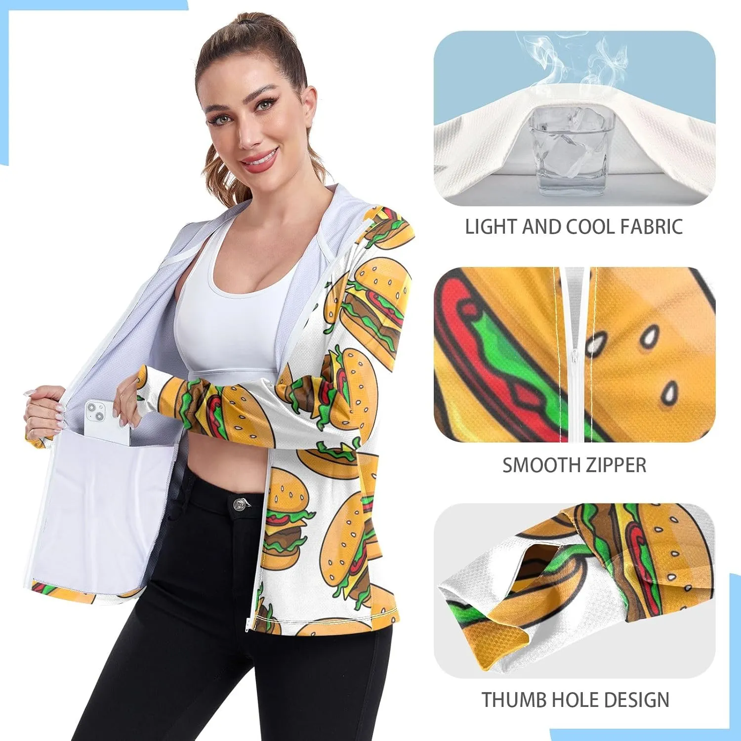 GAIGEO Tropical Leaves Green Women Jacket Breathable Cool UPF 50  Summer Jackets for Women, XXL