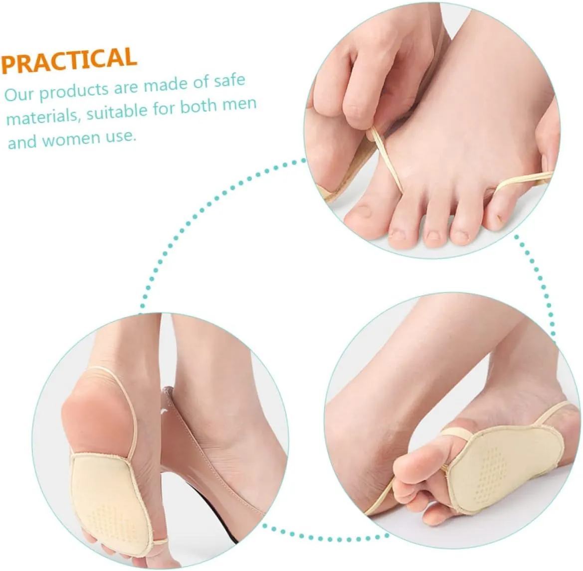 GALPADA 3sets 2 Pairs Comfortable Forefoot Pads for High Heels Sandals Invisible Shoe Inserts to Pressure Non Slip Design Safe Material Suitable for Men Women 2pairs*3