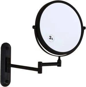 GALSOR Cosmetic Mirror Wall Mounted, Bathroom Vanity Mirrors 3X Magnification Double Sided Rotating Makeup Mirror,Black Square_8 inch (Color : Black Square, Size : 8 inch)