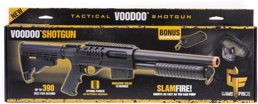 Game Face ASGM47 VooDoo Spring-Powered Pump Action Airsoft Shotgun Black 6.0mm