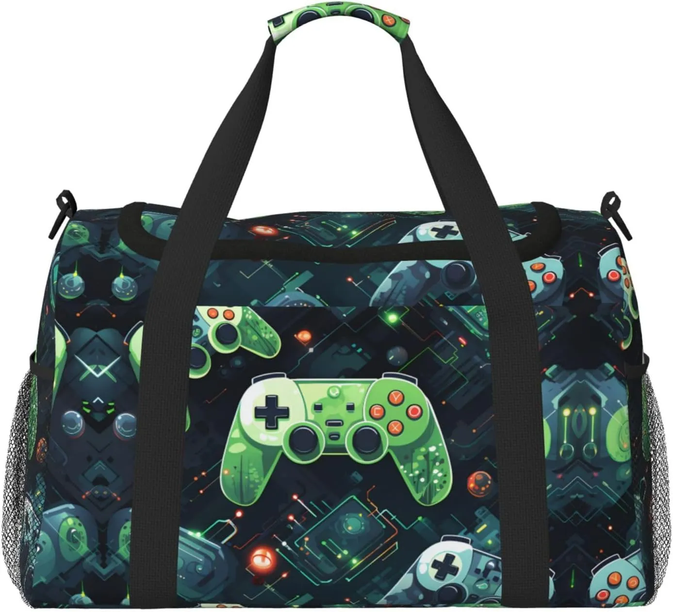 Gamepad Circuit Version Travel Tote Bag with Adjustable Shoulder Strap and Large Capacity