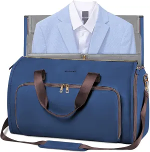 Garment Bags for Travel, Convertible Garment Bag with Detachable Hanging Suit Bag, Carry on Travel Duffel Bag with Shoulder and Backpack Straps, Luggage Dress Bag with 2 Shoes Cover, Men,Women, Blue