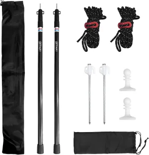 GEEWAY Telescoping Tarp Poles, 2 PCS 90" Aluminum Tent Poles, Portable Adjustable Tent Poles, Tent Poles for Tarp, RV Camping, Outdoor Activities (Black)