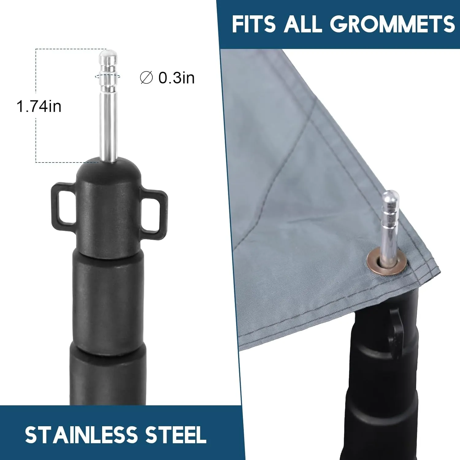 GEEWAY Telescoping Tarp Poles, 2 PCS 90" Aluminum Tent Poles, Portable Adjustable Tent Poles, Tent Poles for Tarp, RV Camping, Outdoor Activities (Black)