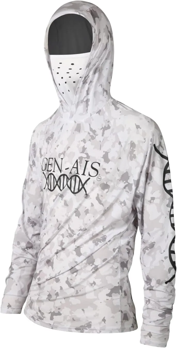 GEN-AIS GEAR Premium Fishing Hoodie Shirt with Face Mask - Ultra-Lightweight, Breathable, and Quick-Dry