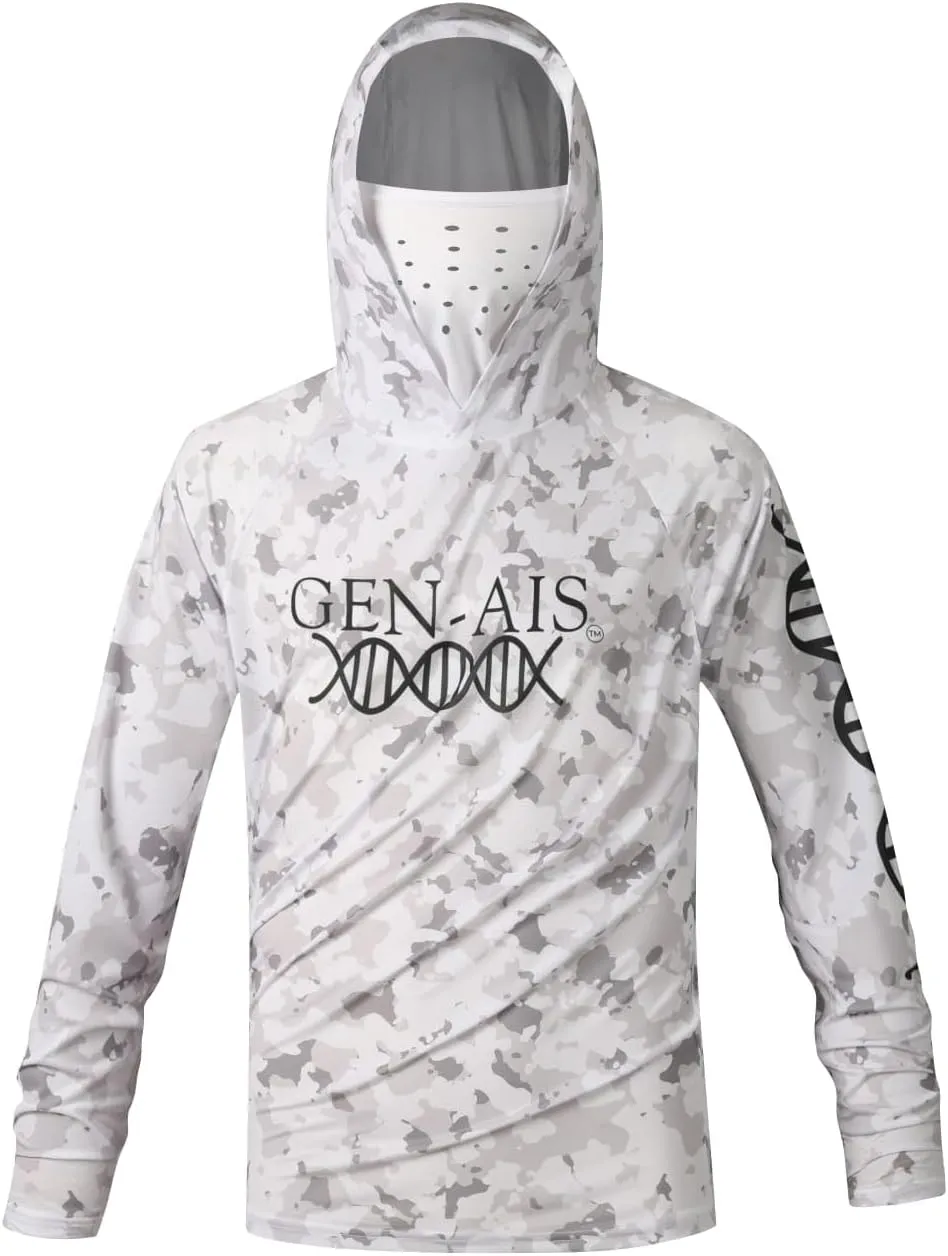 GEN-AIS GEAR Premium Fishing Hoodie Shirt with Face Mask - Ultra-Lightweight, Breathable, and Quick-Dry