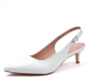GENSHUO Low Kitten Heels Women's Slingback Dressy Pumps Pointed Closed Toe Ankle Strap Elegant Wedding Pumps Formal Comfortable Shoes