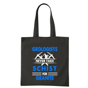 Geology Heartbeat for Geologists Never Take Schist for Granite Funny Navy Black Multicolor Canvas Tote Bag