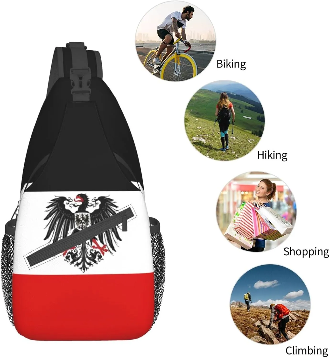 Germany Crossbody Bag German Shoulder Bag Backpack Germany Flag Sling Bag Chest Casual Daypack Bag