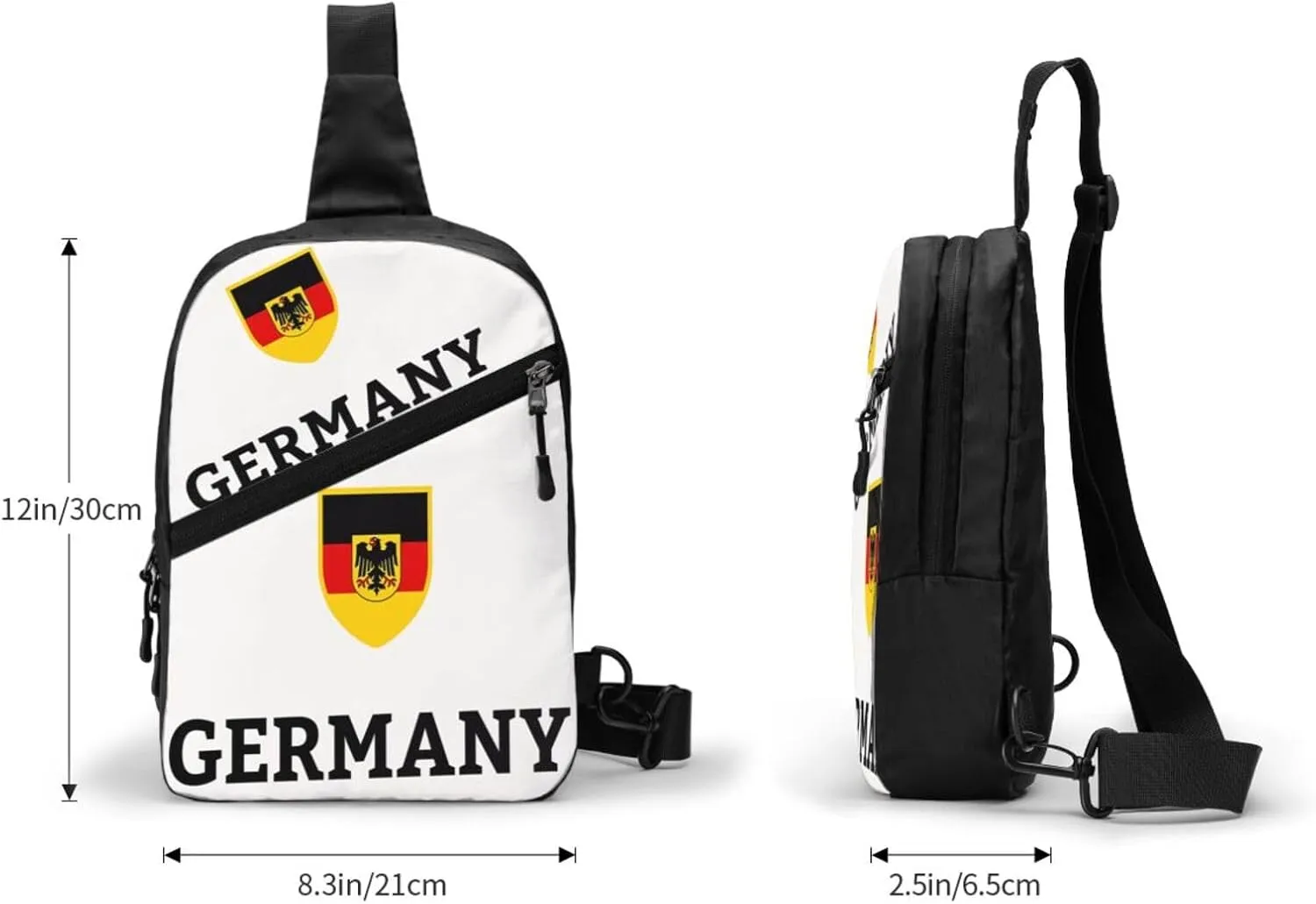 Germany German Football Soccer Flag Packable Crossbody Bag Portable Sling Bags Foldable Travel Daypack Reusable Sports Shoulder Backpack Diagonally Chest Bag for Workout
